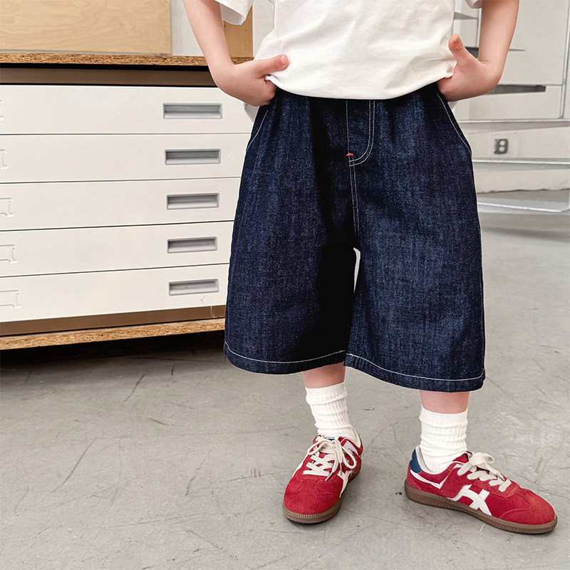 男童牛仔短裤2026夏季新款儿童纯色百搭宽松五分裤棉男宝夏装洋气