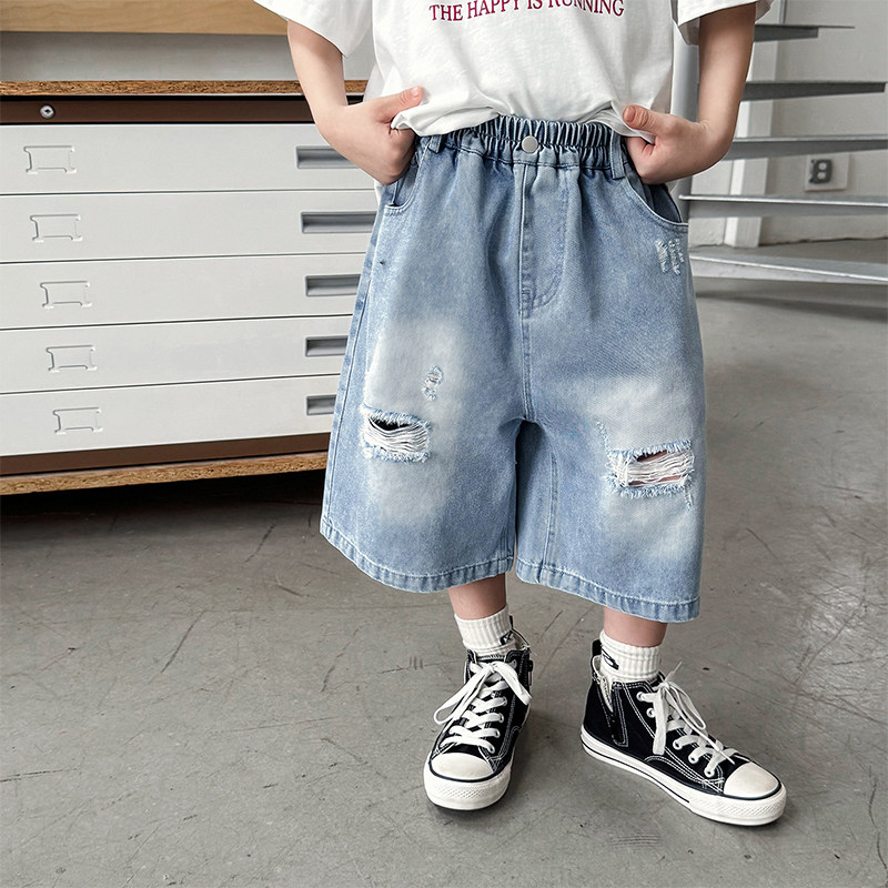 男童牛仔短裤2026夏季新款儿童帅气破洞休闲五分裤百搭男宝夏装潮