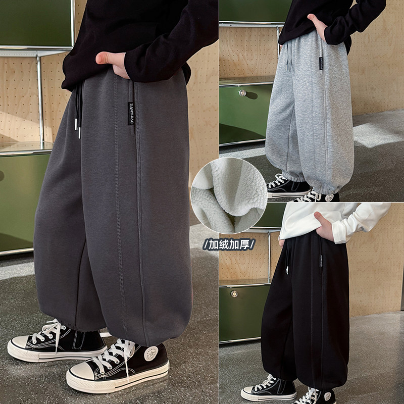 男童长裤冬季一体绒运动休闲卫裤