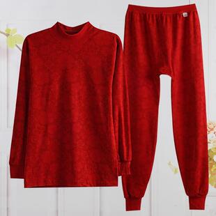 保暖内衣 妈妈本命年大码 中老年秋衣秋裤 女纯棉套装