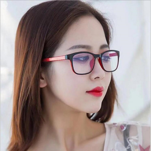 韩版无度数红色可配近视眼睛框架