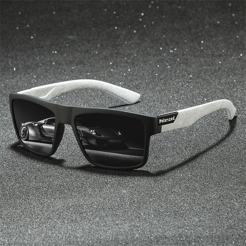 个性方形黑框墨镜登山骑行防强光防晒太阳镜男女白脚开车偏光眼镜