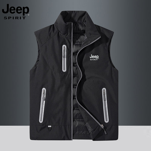 JEEP吉普羽绒马甲男款冬季立领