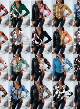 female Shirt Ladies loose Blouse Women Tops 女长袖印花打底衫