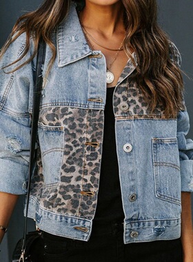 Autumn winter women's leopard short jacket ladies coat tops