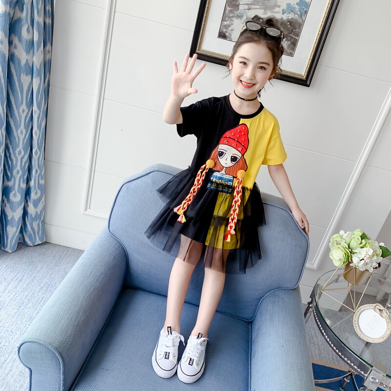 女童连衣裙夏装2020新款儿童网红洋气韩版t恤小女孩公主纱裙童装