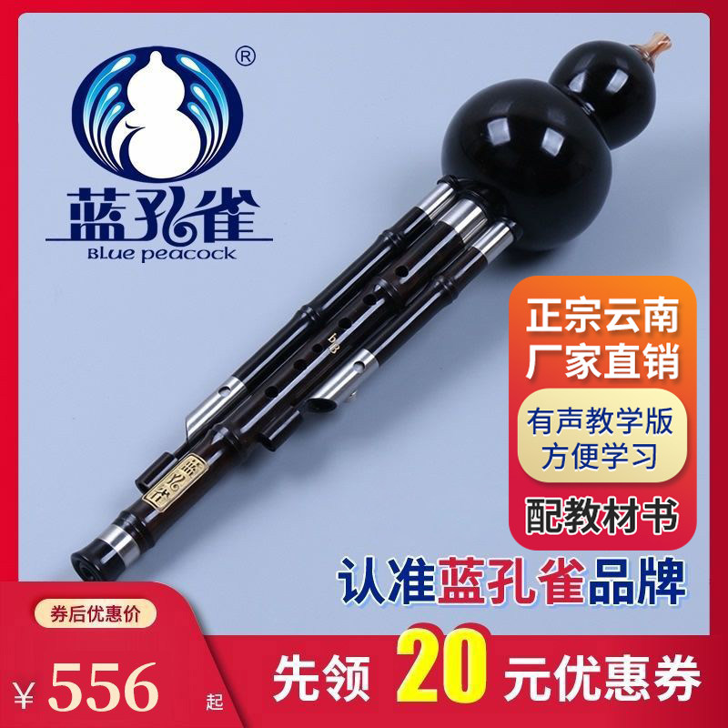 蓝孔雀葫芦丝 黑檀学生成人初学演奏型 DC降BGF调 云南民族乐器