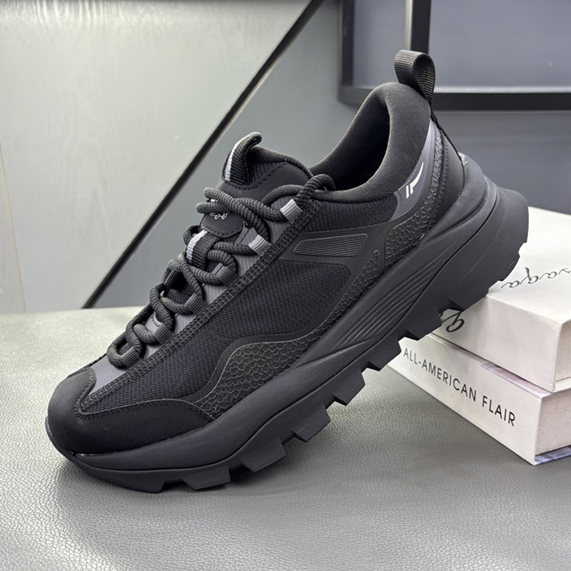 网面运动休闲鞋男厚底舒适徒步鞋