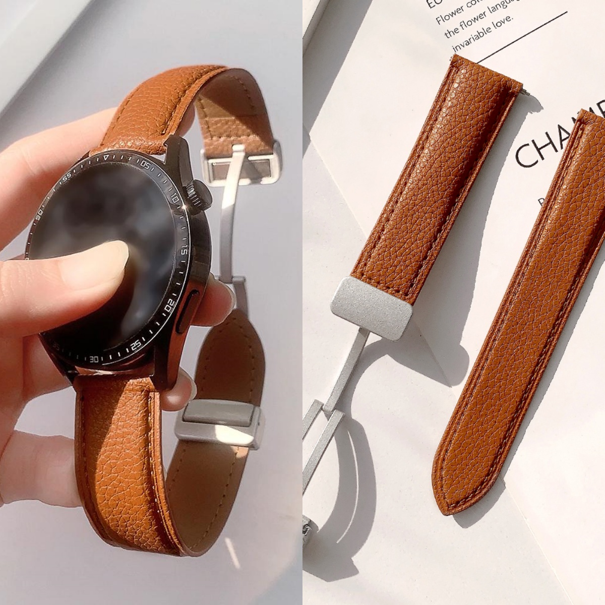 适用华为gt6皮质磁吸表带