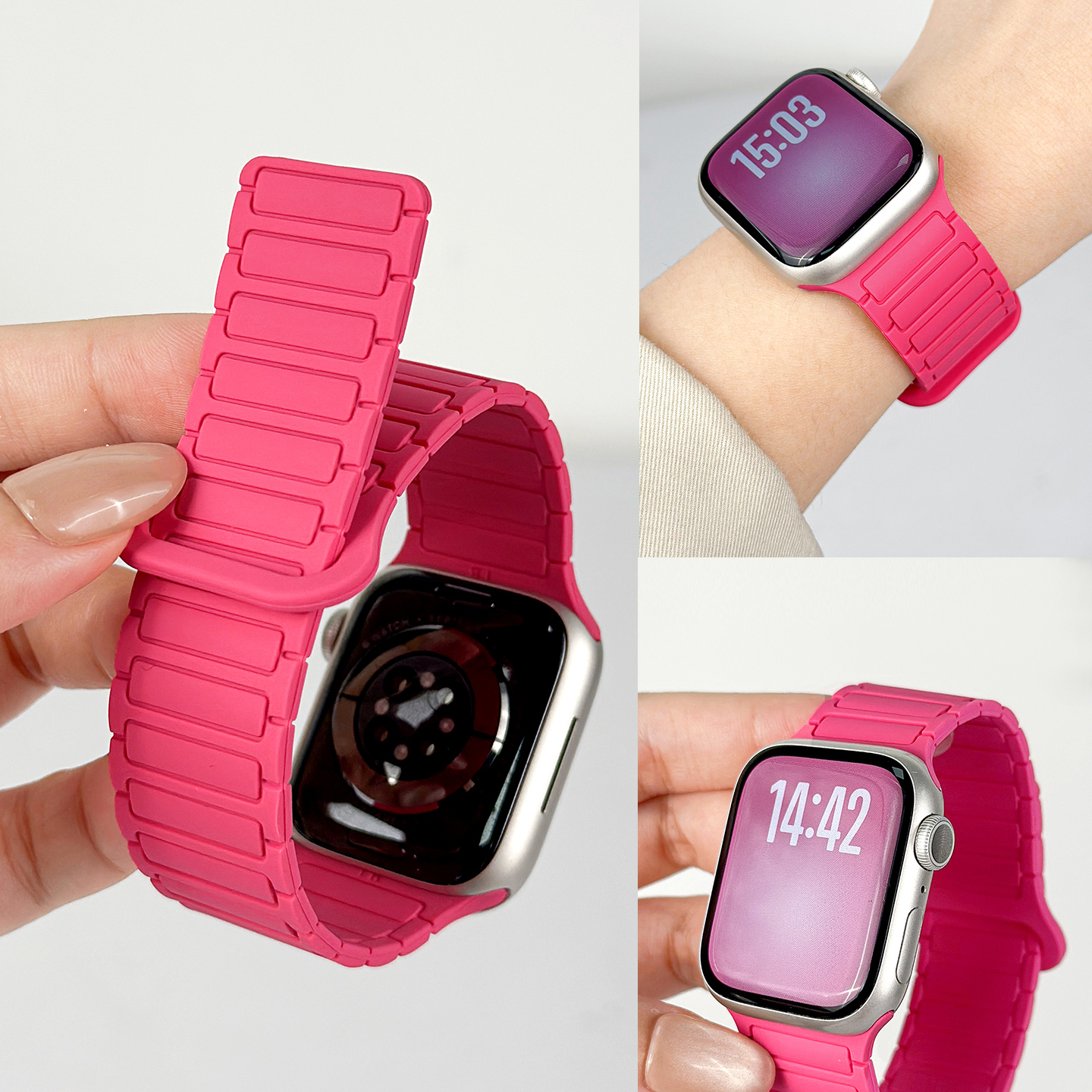 适用苹果S11手表表带硅胶磁吸