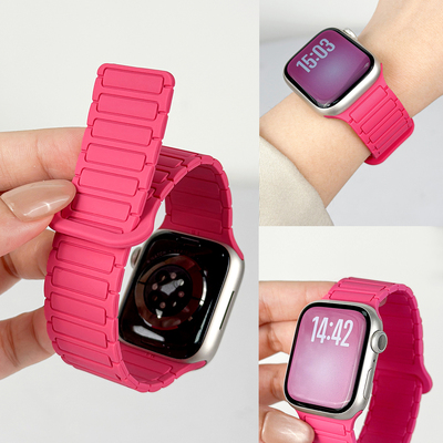 适用苹果S11手表表带硅胶磁吸