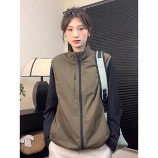 美式 胖子休闲上衣拉链外套 vibe风简约山系户外马甲男潮牌宽松大码