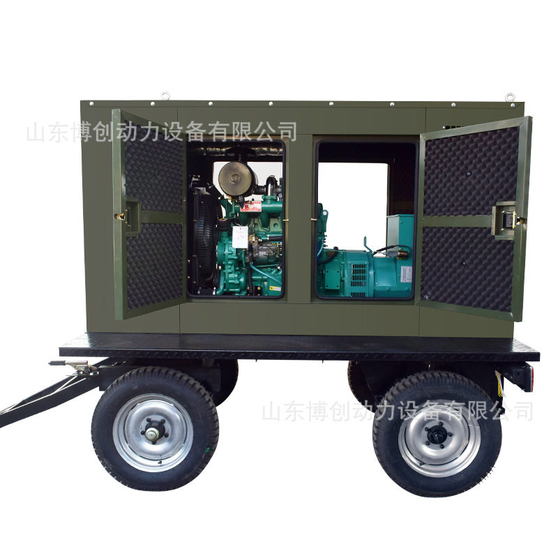 静音型移动电站 小功率低油耗 潍坊50kw拖车静音箱发电机组