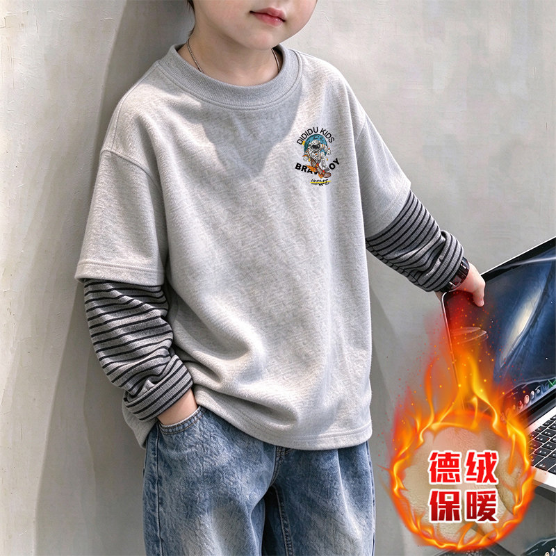 男童德绒长袖T秋冬假两件