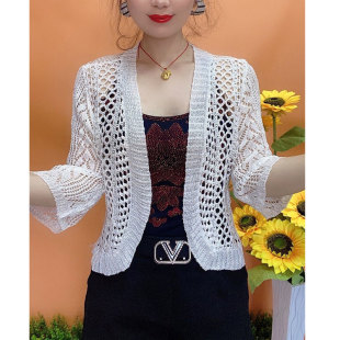夏天外套裙子外搭防晒开衫冰丝针织衫女薄款年轻妈妈装吊带小披肩