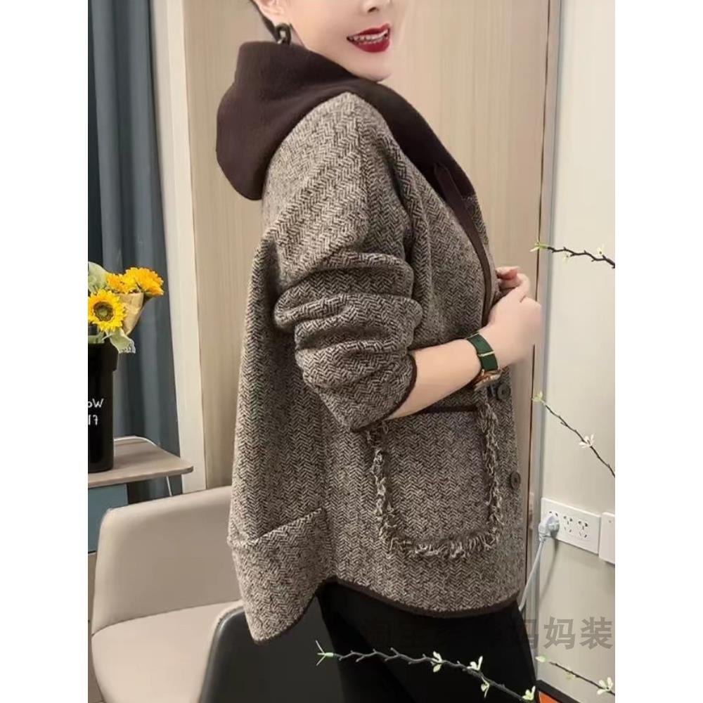 小香风短款外套女春秋新款韩版宽松显瘦百搭洋气减龄连帽夹克上衣