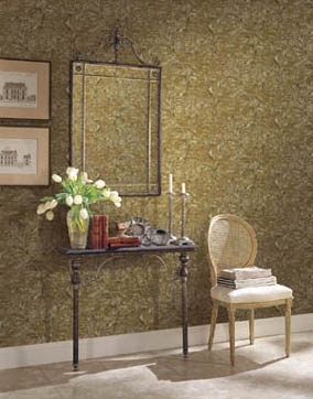 美国进口WQ纯纸墙纸美式乡村浅灰色复古莨苕叶客厅电视背景墙壁纸