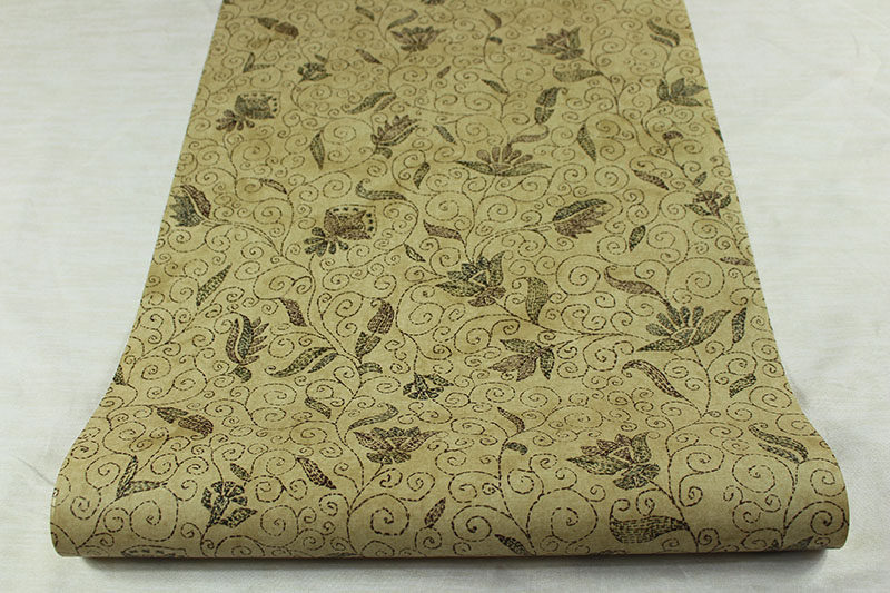 美国进口WQ纯纸墙纸美式乡村复古卷纹莨苕叶波西米亚风背景墙壁纸