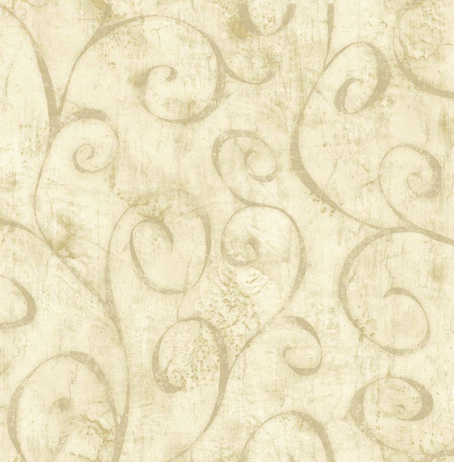 美国进口纯纸墙纸简约美式米黄色卷纹客厅卧室书房背景墙壁纸现货