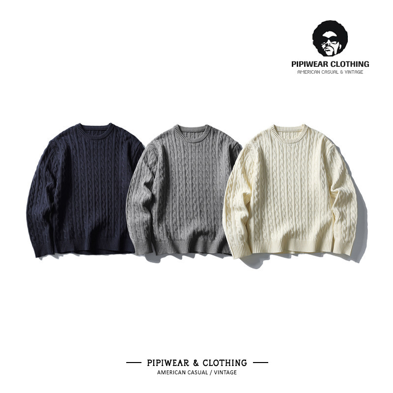 老钱风麻花毛衣情侣款百搭针织衫