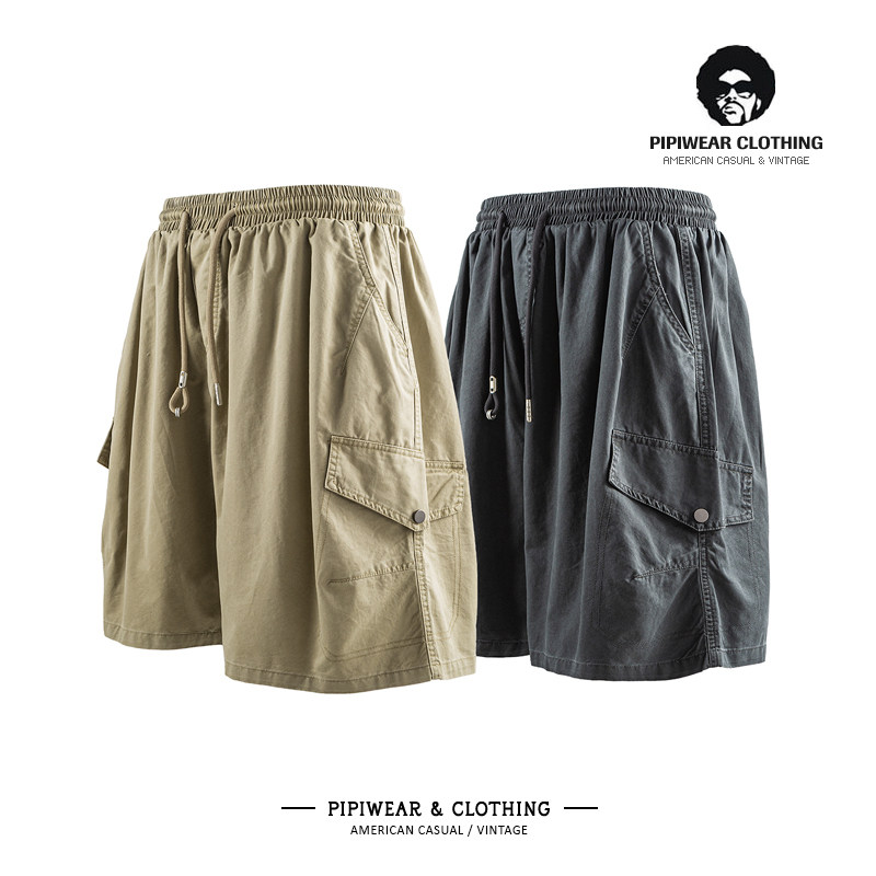 夏天日系复古多口袋工装短裤男士纯棉水洗五分裤夏季宽松休闲中裤