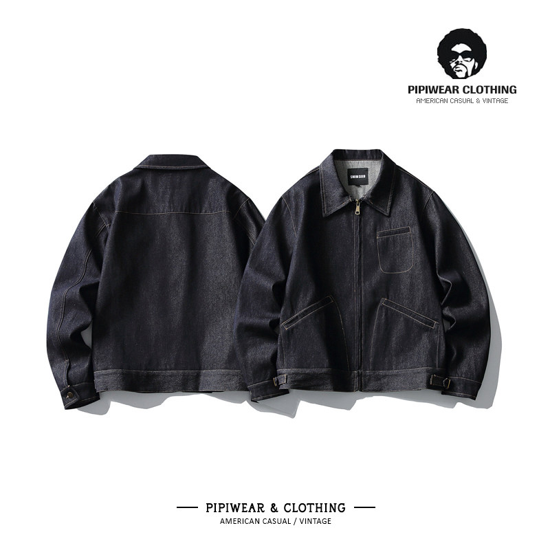 2026春天新款短款哥萨克牛仔夹克明线装饰春季男士外套潮帅气时髦