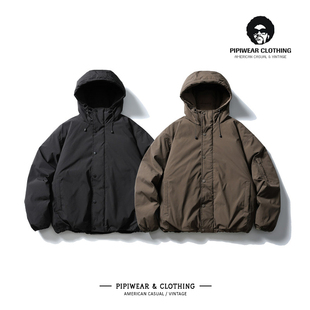 冬季日系复古户外机能工装连帽羽绒服男大学生冬天保暖抗寒外套潮