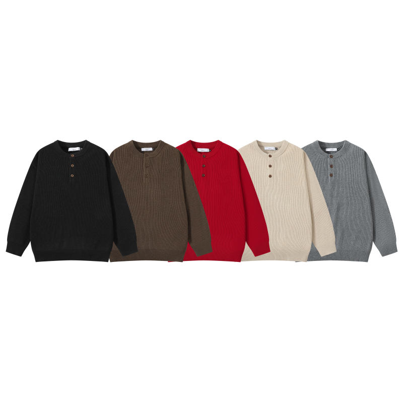 亨利领毛衣纯色针织衫休闲线衫男