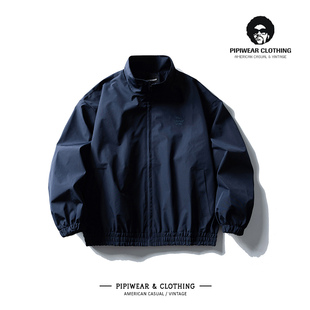 秋季日系慵懒风男装户外运动立领冲锋衣外套秋天日系机能百搭夹克