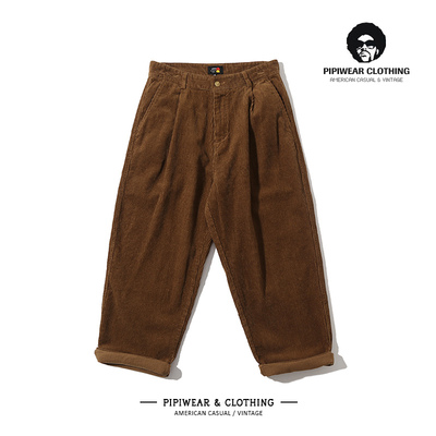 灯芯绒长裤港风直筒百搭工装长裤