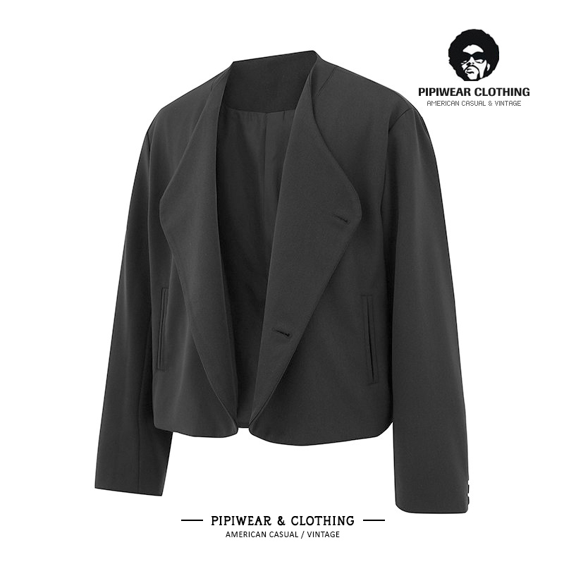 无领短款西装外套男cleanfit夹克