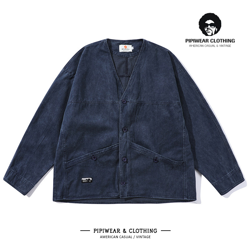 日系V领开衫宽松简约薄款外套