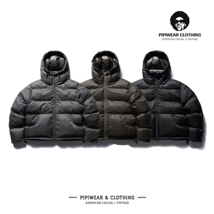 潮牌冬季日系辑格刺绣男士加厚棉衣外套连帽短款棉服冬天保暖棉袄