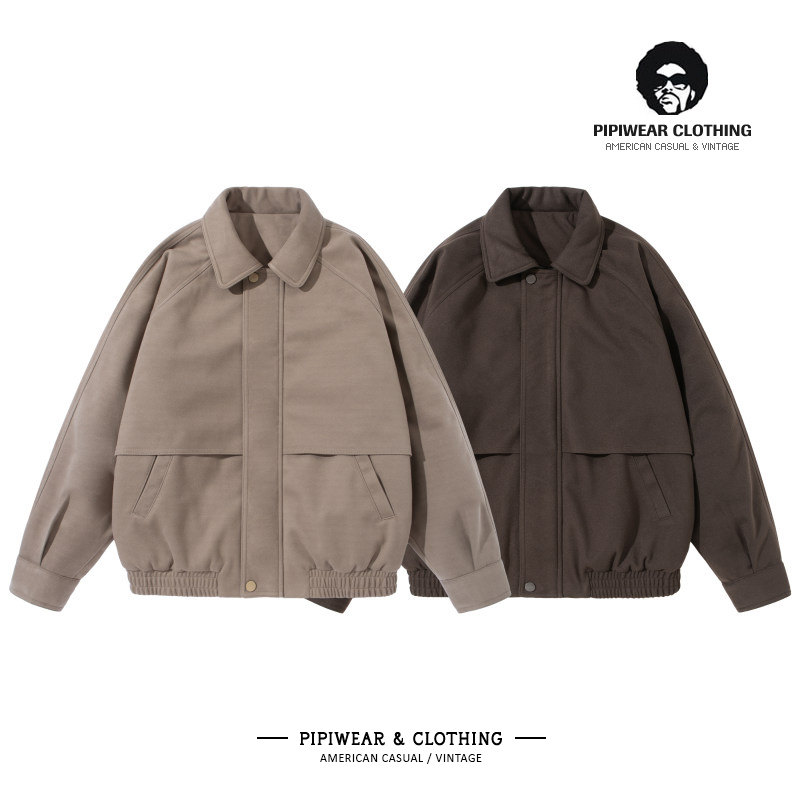 呢料男士冬季高级感棉服加厚保暖夹克翻领棉衣外套冬天百搭棉袄潮