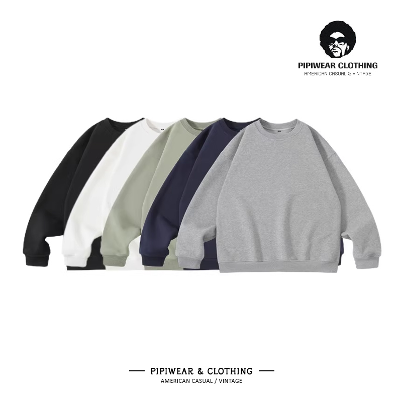 白色圆领打底卫衣男套头衫