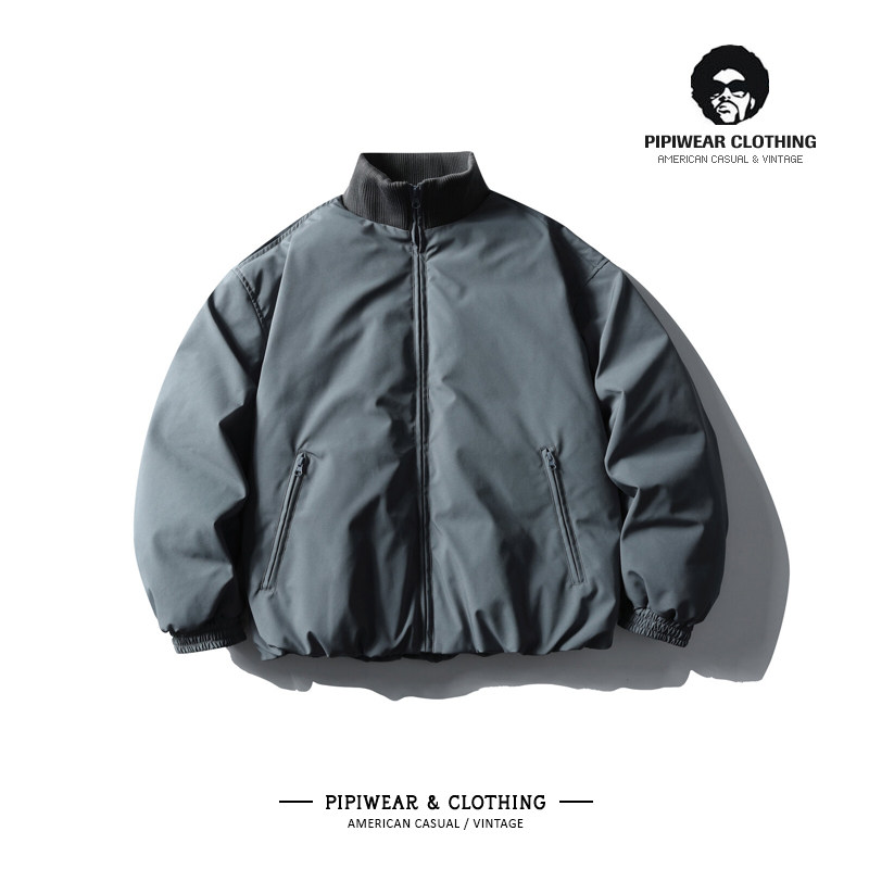 2025冬季新款香蕉袖罗纹立领羽绒服男大学生冬天保暖抗寒短款外套