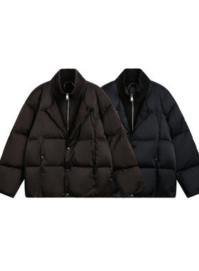 SEVENNOS 假两件拼接立领双色羽绒服 9077