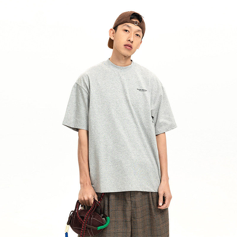 潮流美式复古短袖T恤男2026年春夏新款宽松阔版简约圆领休闲上衣