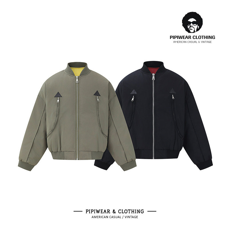 棒球领飞行员夹克短款羽绒服外套