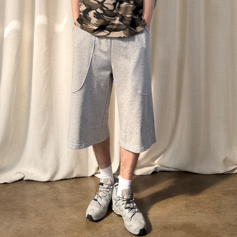 夏天简约运动七分裤男宽松直筒阔腿中裤夏季薄款针织卫裤休闲短裤