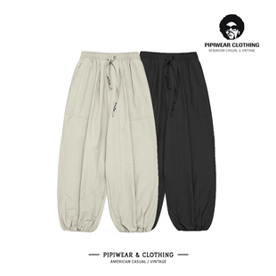 男春秋款 灯笼阔腿长裤 户外工装 2023新款 子男束脚男裤 休闲裤 裤 美式