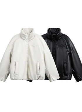 SEVENNOS 立领简约皮衣羽绒服 9111