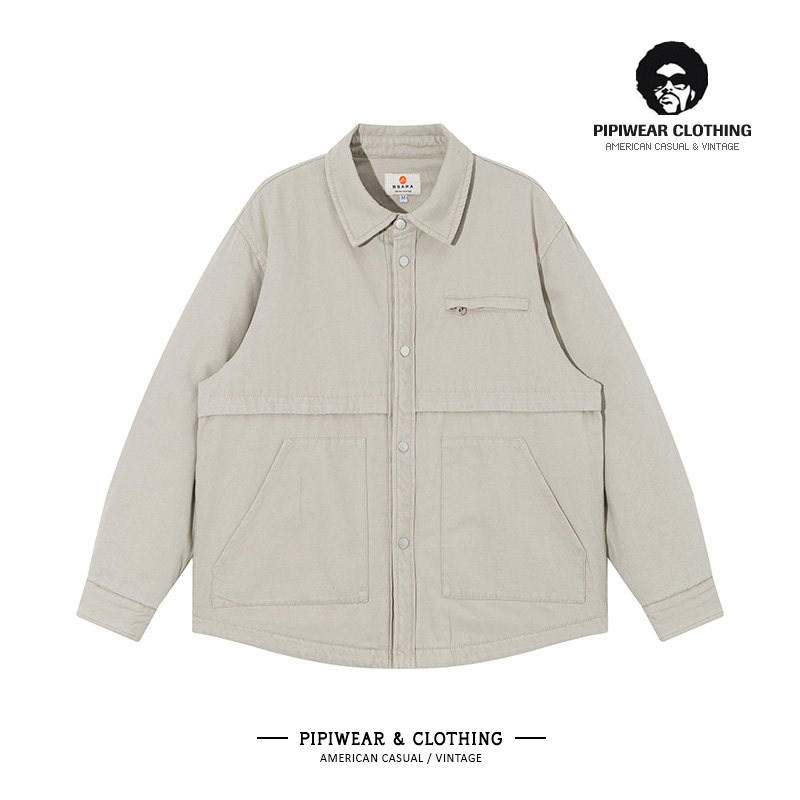 2025新款冬天衬衫男士轻薄棉衣外套夹棉保暖衬衣棉服冬季寸衫棉袄