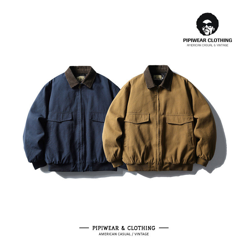 水洗工装棉服男翻领加厚棉衣外套