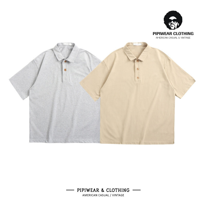 半袖夏天浅灰色衣服男短袖polo衫