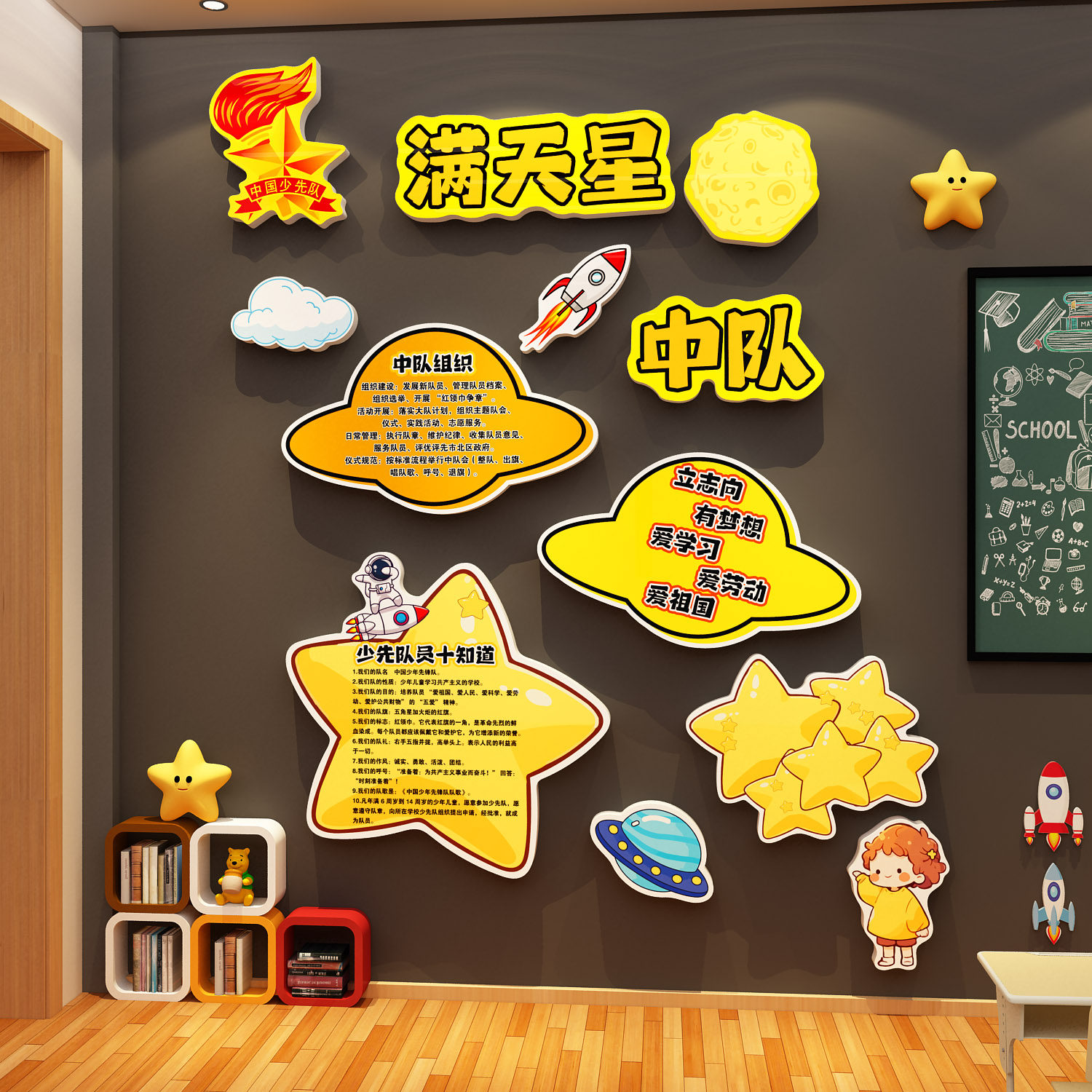 班级满天星中队角布置文化墙贴面素材毛毡黑板报教室装饰小学氛围