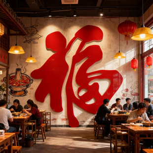 大福字2026马年装饰重庆火锅店墙面装饰迎宾元旦氛围布置打卡拍照