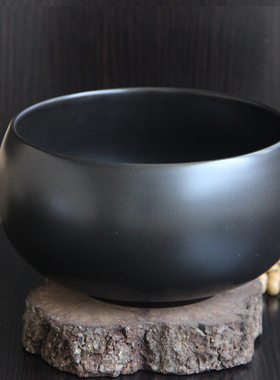 和尚碗纯黑碗钵尘僧居士饭碗复古佛文化黄色钵盂素食碗陶瓷青瓷碗
