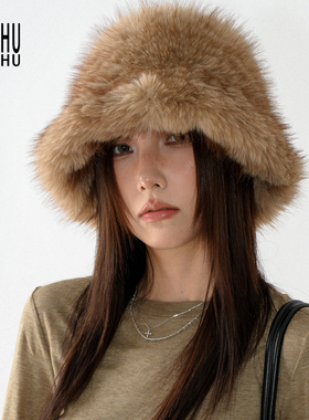 TUshu/复古千金感～冬季毛毛渔夫帽子韩系复古显脸小盆帽气质保暖
