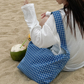 TUshu 格纹系列～ins复古帆布包单肩斜挎包休闲百搭轻便水桶包女